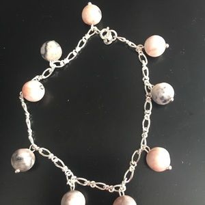 Sterling silver bracelet with genuine jasper beads